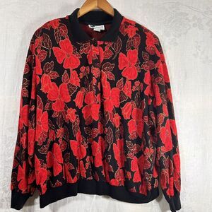 Floral Red and Black Women's Sweater